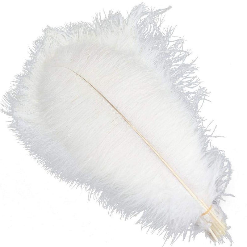 Sowder 5pcs Ostrich Feathers 16-18inch(40-45cm) Home Wedding Decoration(White) - Image 1